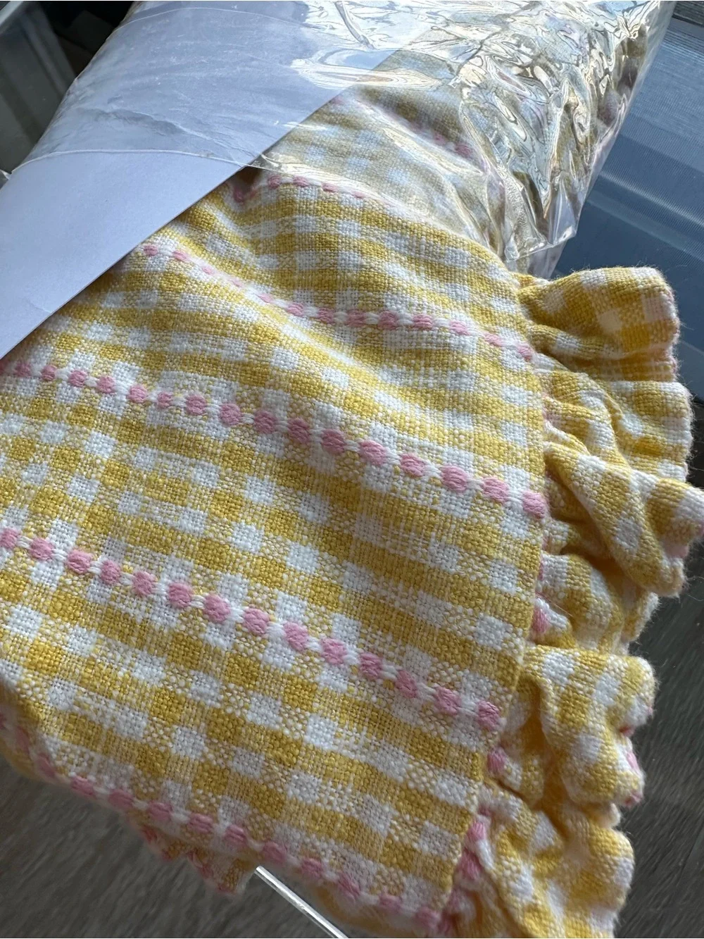 HEATHER TAYLOR HOME x THE COMPANY STORE Soho Plaid Ruffle King Sham Yellow $58